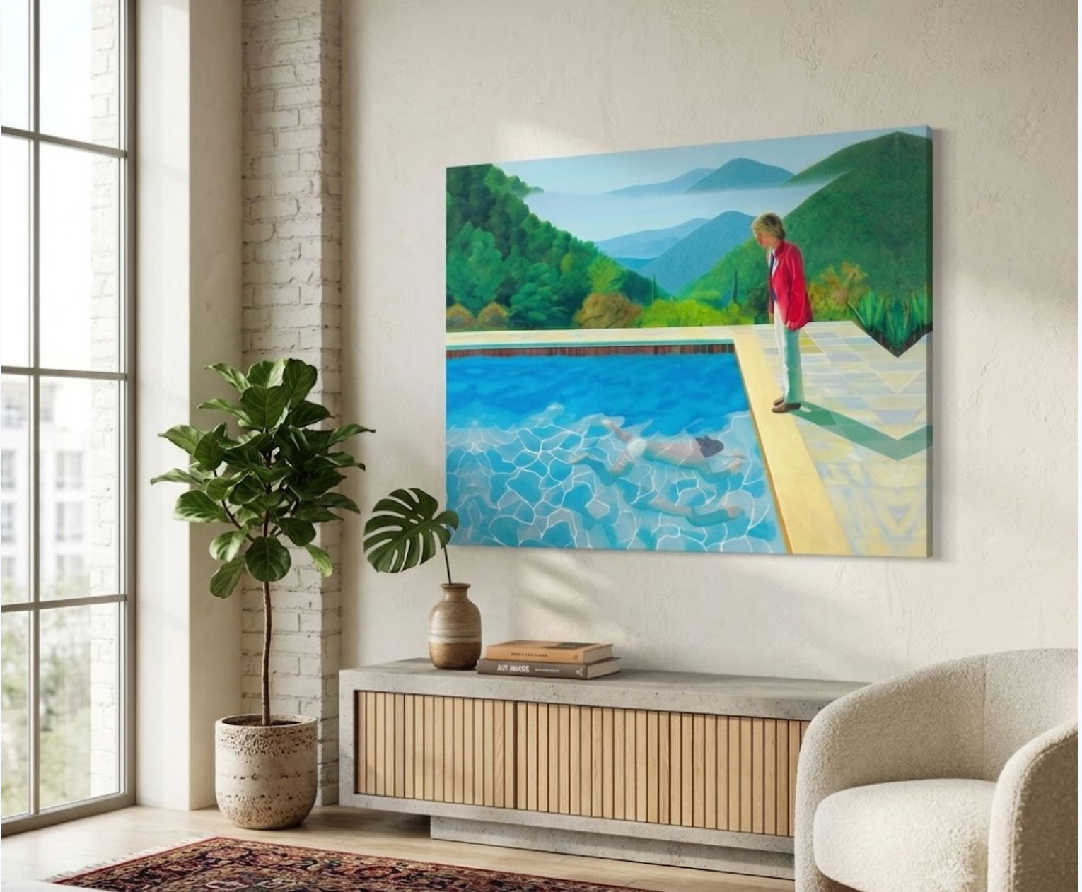 David Hockney Style Swimming Pool Canvas